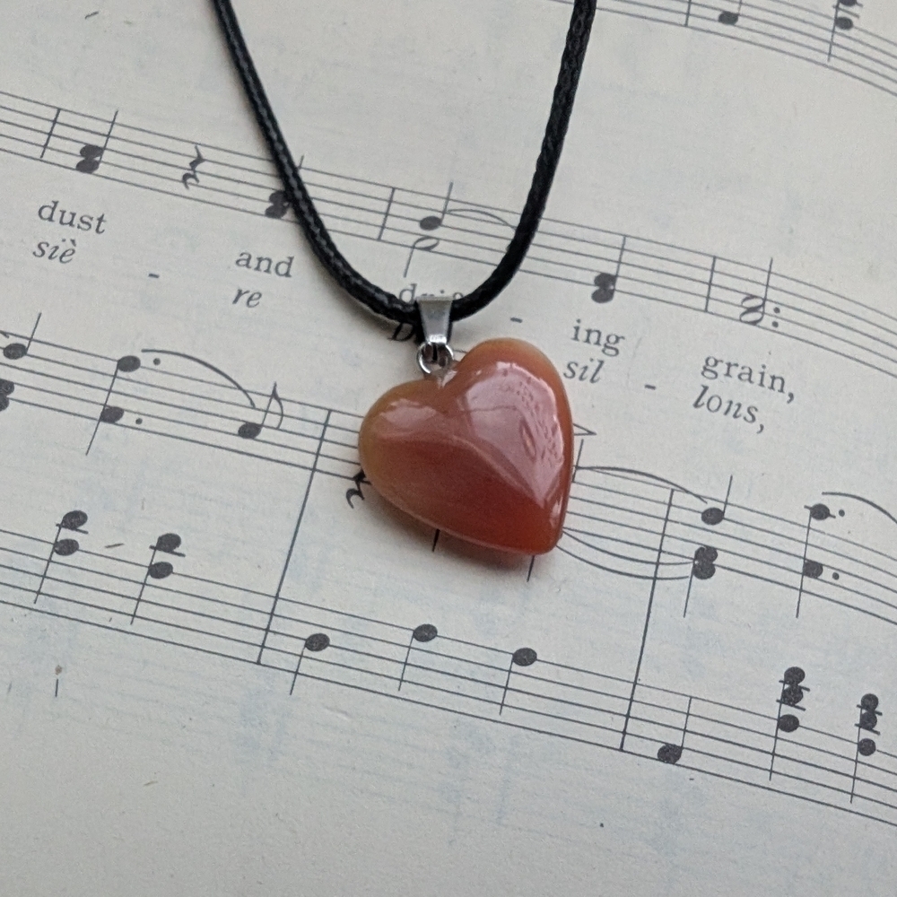 Heart-Shaped Carnelian Pendant Necklace